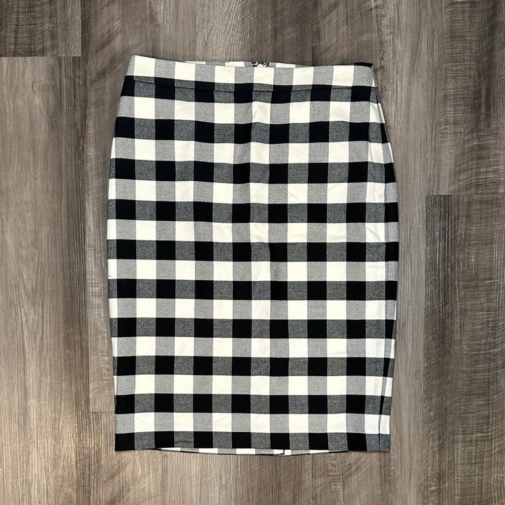Ann Taylor Gingham Checkered Pencil Skirt - 4